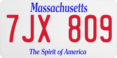 MA license plate 7JX809