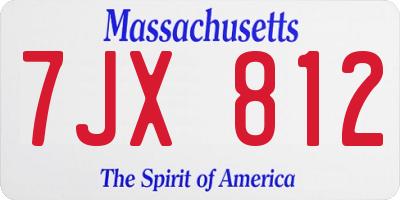 MA license plate 7JX812