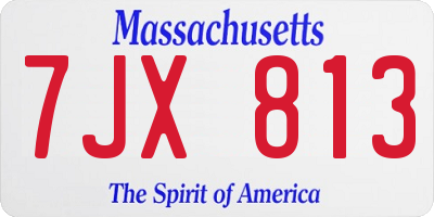 MA license plate 7JX813