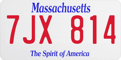 MA license plate 7JX814