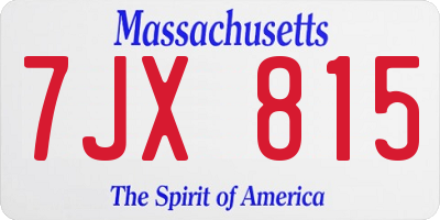 MA license plate 7JX815