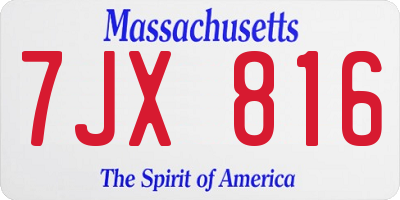 MA license plate 7JX816