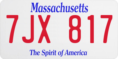 MA license plate 7JX817