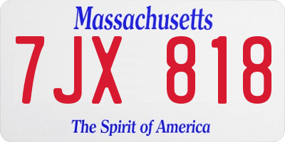 MA license plate 7JX818