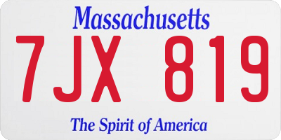 MA license plate 7JX819