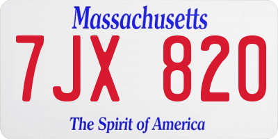 MA license plate 7JX820