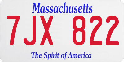 MA license plate 7JX822
