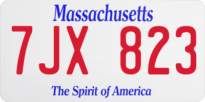 MA license plate 7JX823