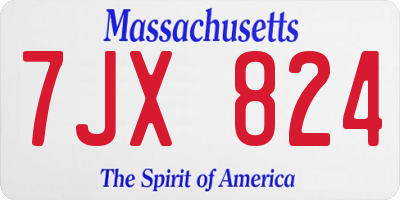 MA license plate 7JX824