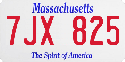 MA license plate 7JX825