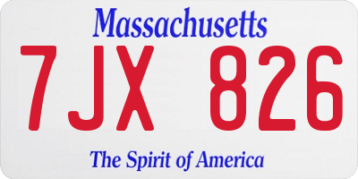 MA license plate 7JX826