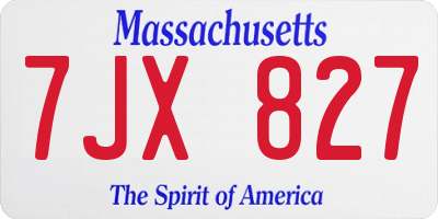 MA license plate 7JX827