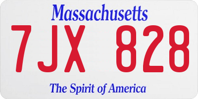 MA license plate 7JX828