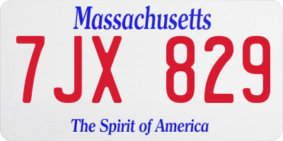 MA license plate 7JX829