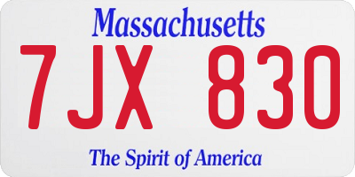 MA license plate 7JX830