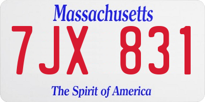 MA license plate 7JX831