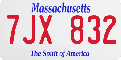 MA license plate 7JX832