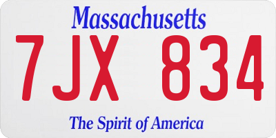 MA license plate 7JX834