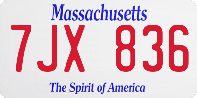 MA license plate 7JX836