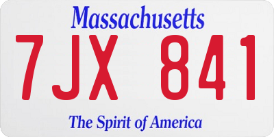 MA license plate 7JX841
