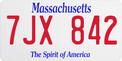 MA license plate 7JX842