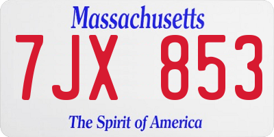 MA license plate 7JX853