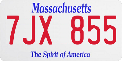 MA license plate 7JX855
