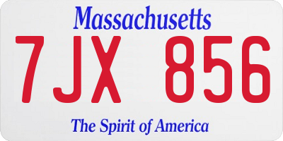MA license plate 7JX856
