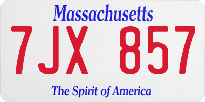 MA license plate 7JX857