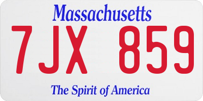 MA license plate 7JX859
