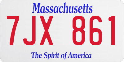 MA license plate 7JX861