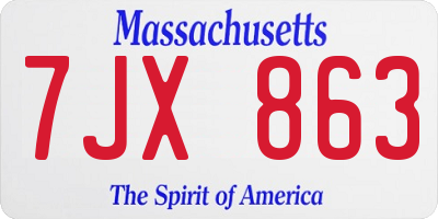 MA license plate 7JX863