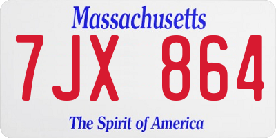 MA license plate 7JX864