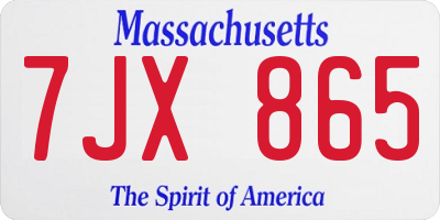 MA license plate 7JX865