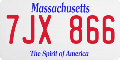 MA license plate 7JX866
