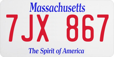 MA license plate 7JX867