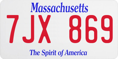 MA license plate 7JX869