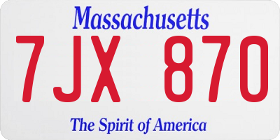MA license plate 7JX870