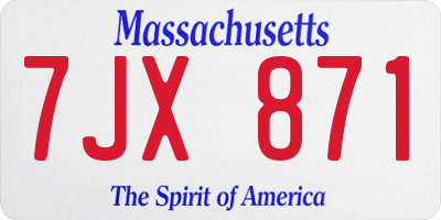 MA license plate 7JX871