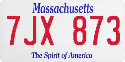 MA license plate 7JX873