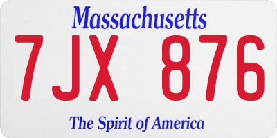 MA license plate 7JX876