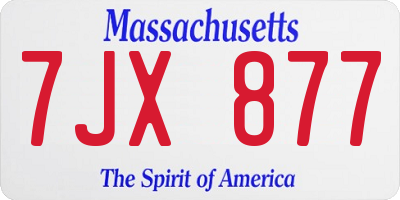 MA license plate 7JX877