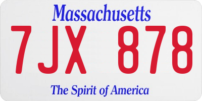 MA license plate 7JX878