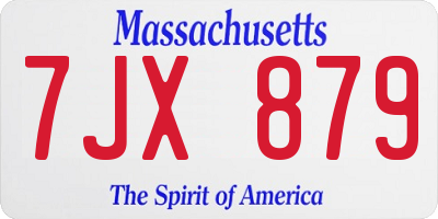 MA license plate 7JX879