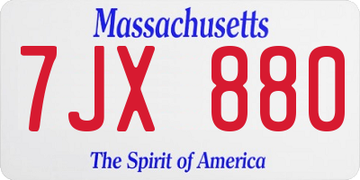 MA license plate 7JX880