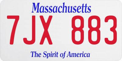 MA license plate 7JX883