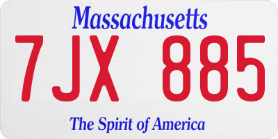 MA license plate 7JX885