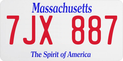 MA license plate 7JX887