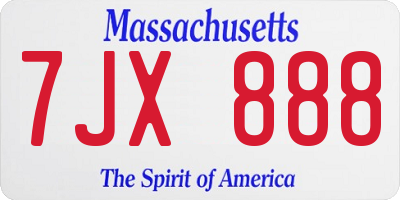 MA license plate 7JX888