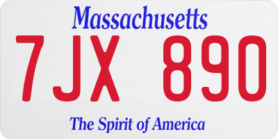 MA license plate 7JX890